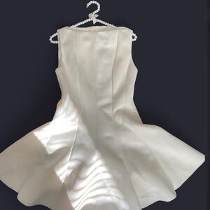 Fashion Nova Cream Pleated Mini Dress